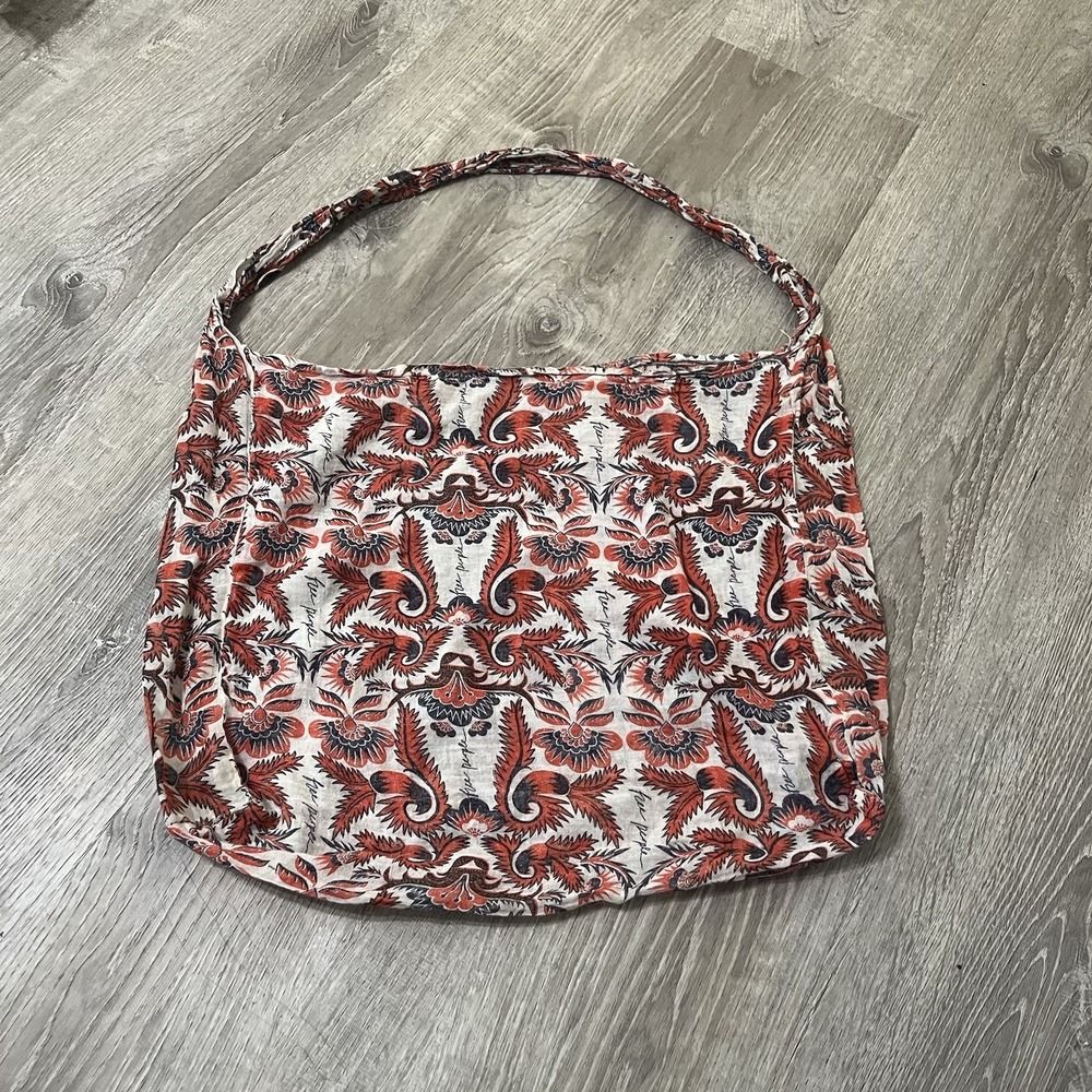 Free People Bohemian Lightweight Floral Orange Beach Bag Shopper Tote Bag